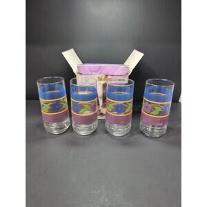 Libbey Bella Tall Glasses, 16.5 oz Multi Color Stripe Coolers Set of 4 Drinkware